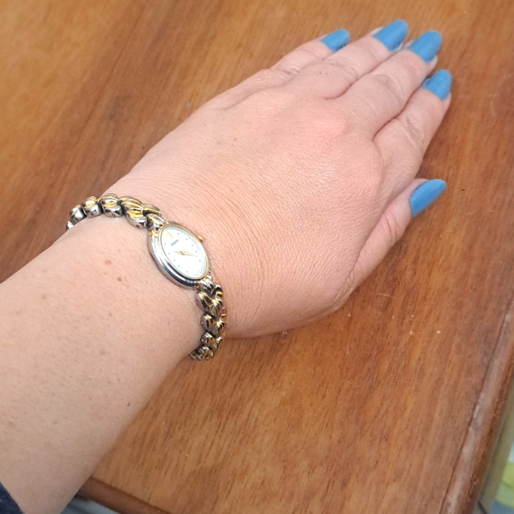 Two-Tone Oval Wristwatch